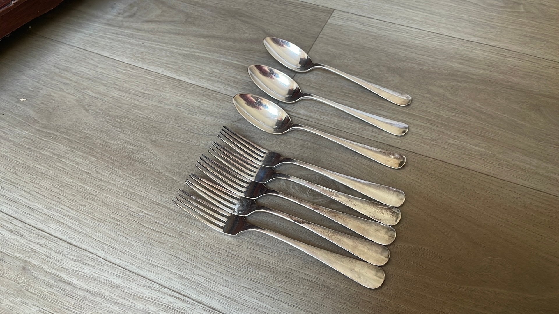 Verzilverde dessertlepels en vorken Keltum Hollands glad/ P1, Ophalen of Verzenden, Zilver