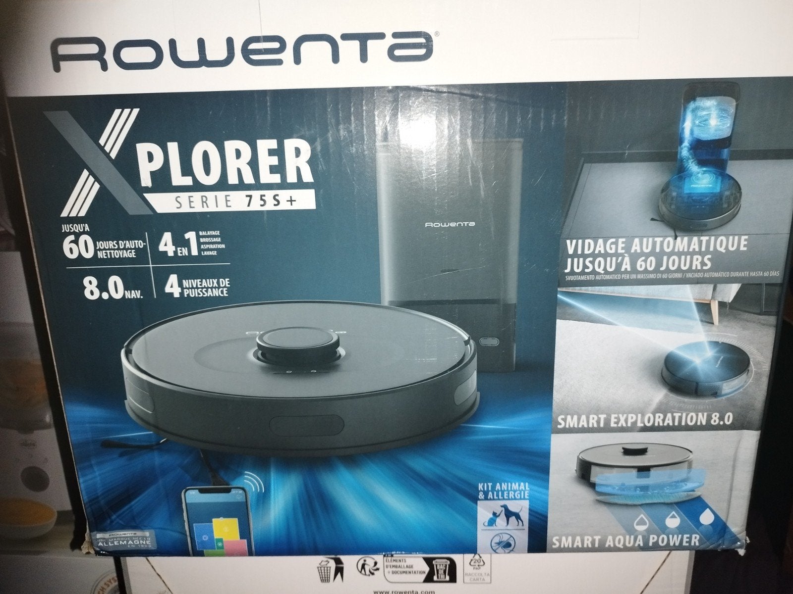 Rowenta X-Plorer Serie 75S+ Robotstofzuiger - Nieuw in doos, Rowenta, Nieuw, Robotstofzuiger, Reservoir