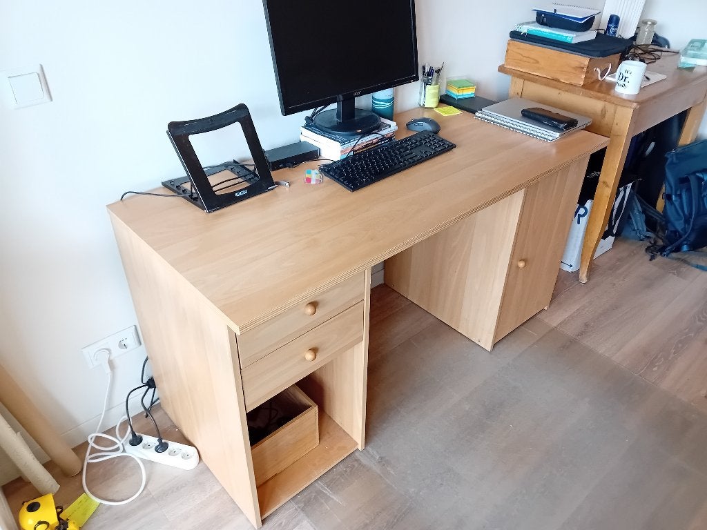 Bureau MDF/Licht Beuken 140x61cm, Huis en Inrichting, Bureaus, Gebruikt, Demontabel, Spaanplaat of MDF, 61 cm