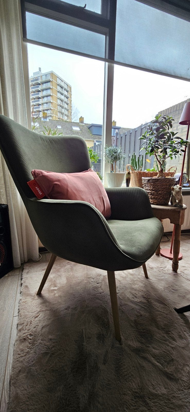 Jysk stoel ribcord groen., Ophalen, Zo goed als nieuw, 75 tot 100 cm, 50 tot 75 cm