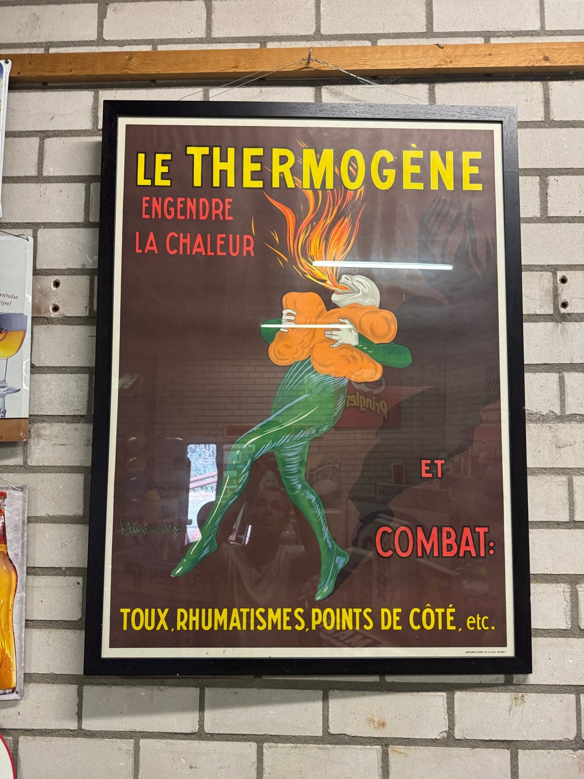 Vintage Le Thermogène Reclame Poster - Ingelijst, Ophalen, Met lijst, A1 t/m A3, Reclame
