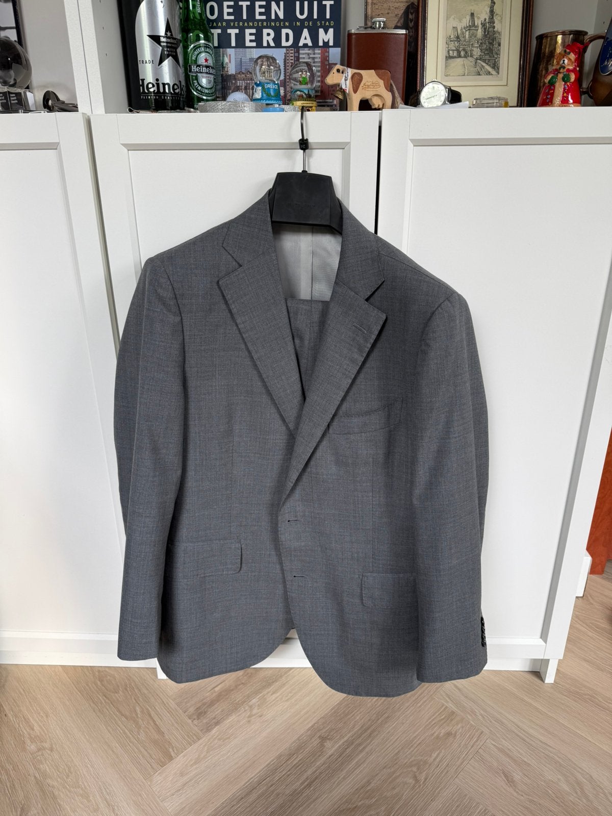 Suitsupply Grijs Pak - maat 50 / broek 56 (WOL), Kleding | Heren, Kostuums en Colberts, Zo goed als nieuw, Maat 48/50 (M), Grijs