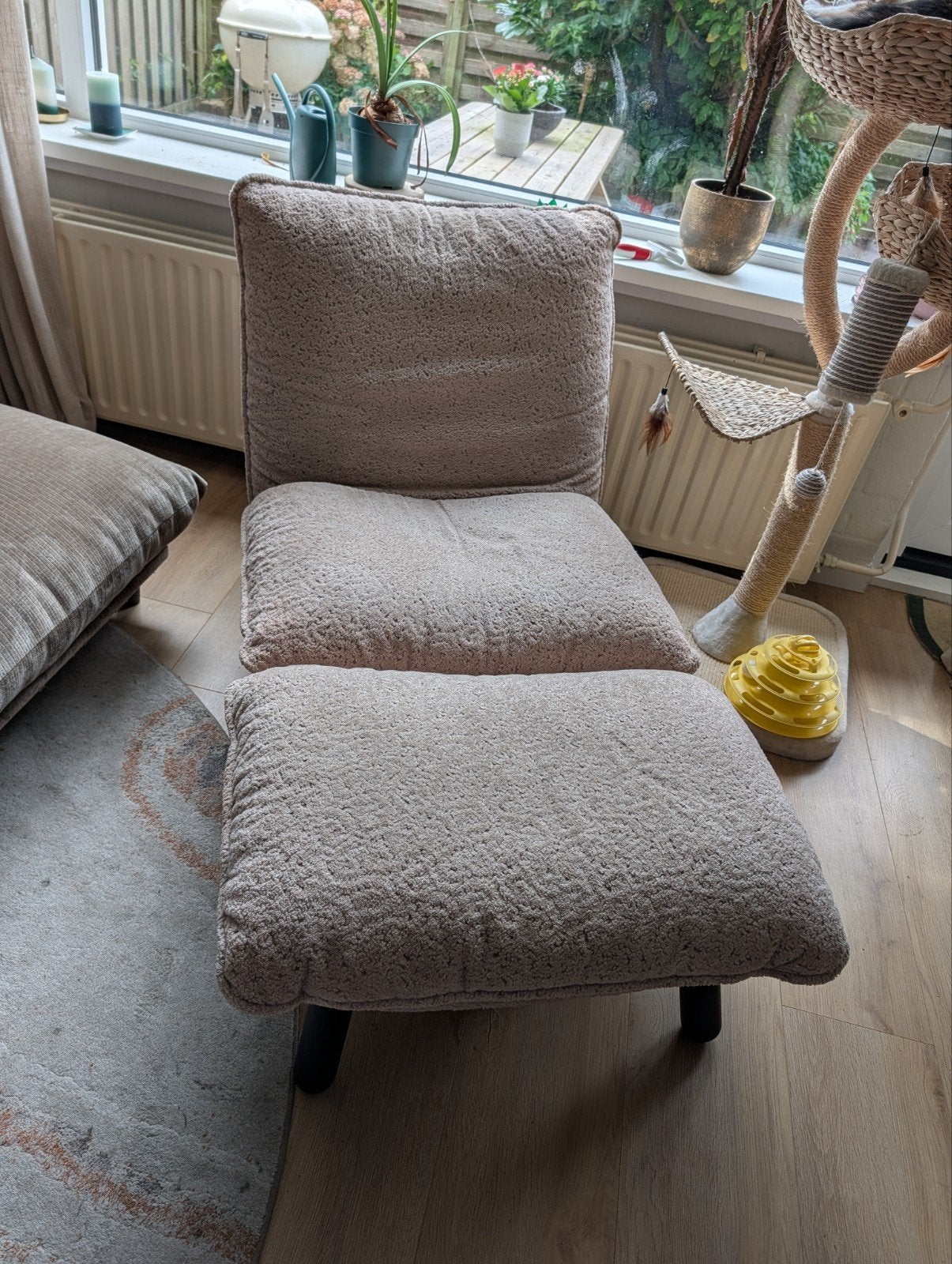 Zuiver fauteuil met voetenbank - lazy sack, Huis en Inrichting, Fauteuils, 75 tot 100 cm, Ophalen of Verzenden, Zo goed als nieuw