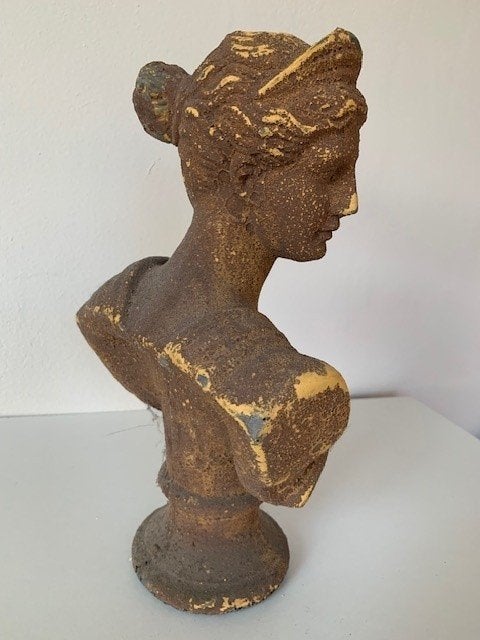 Decoratiebeeldje godin Diana (jacht), Antiek en Kunst, Ophalen, Buste, Gepatineerd, 20 - 50 cm