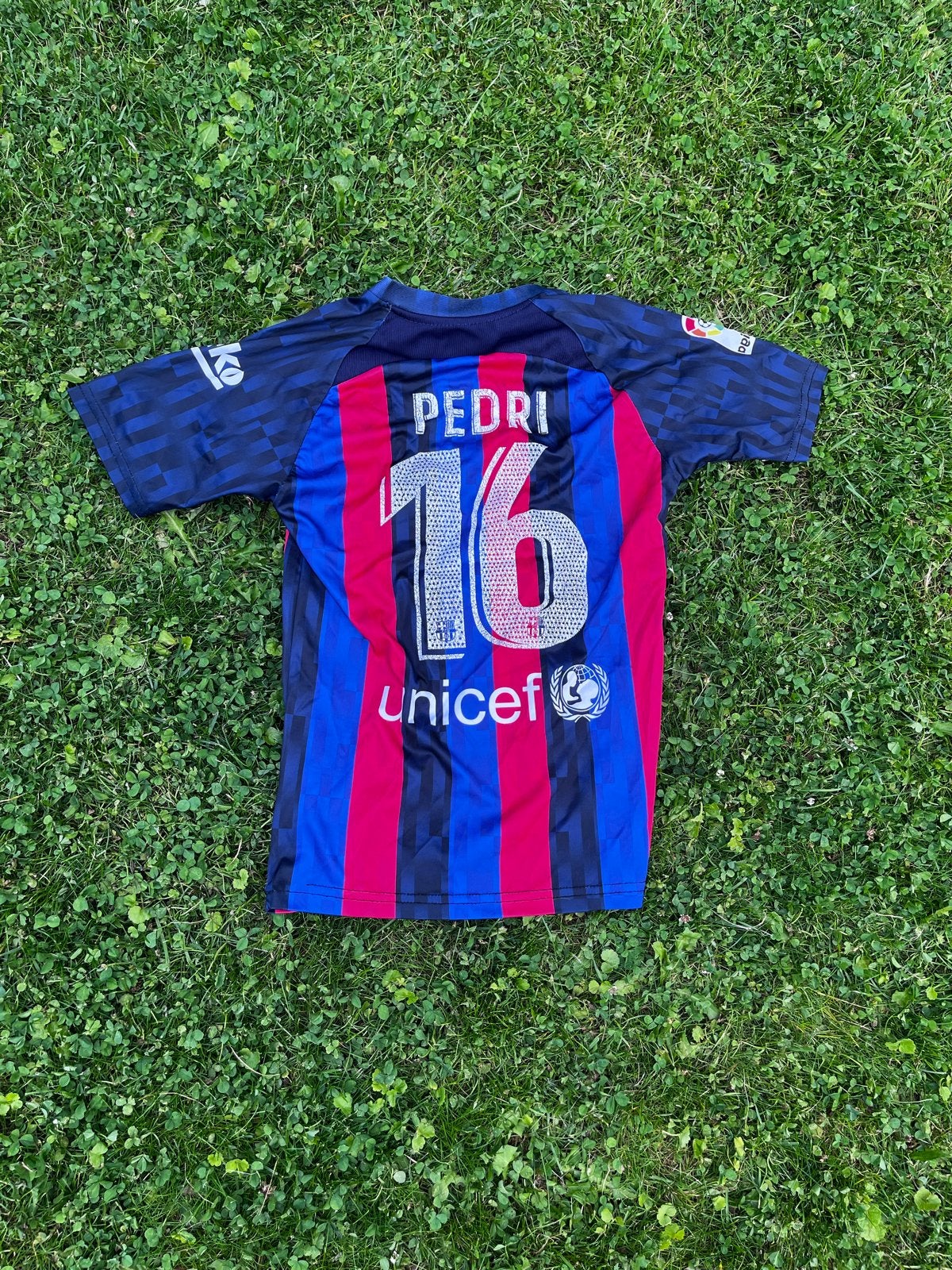 FC Barcelona Thuisshirt Maat 152 - Pedri 16, Kinderen en Baby's, Kinderkleding | Maat 152, Ophalen of Verzenden, Zo goed als nieuw