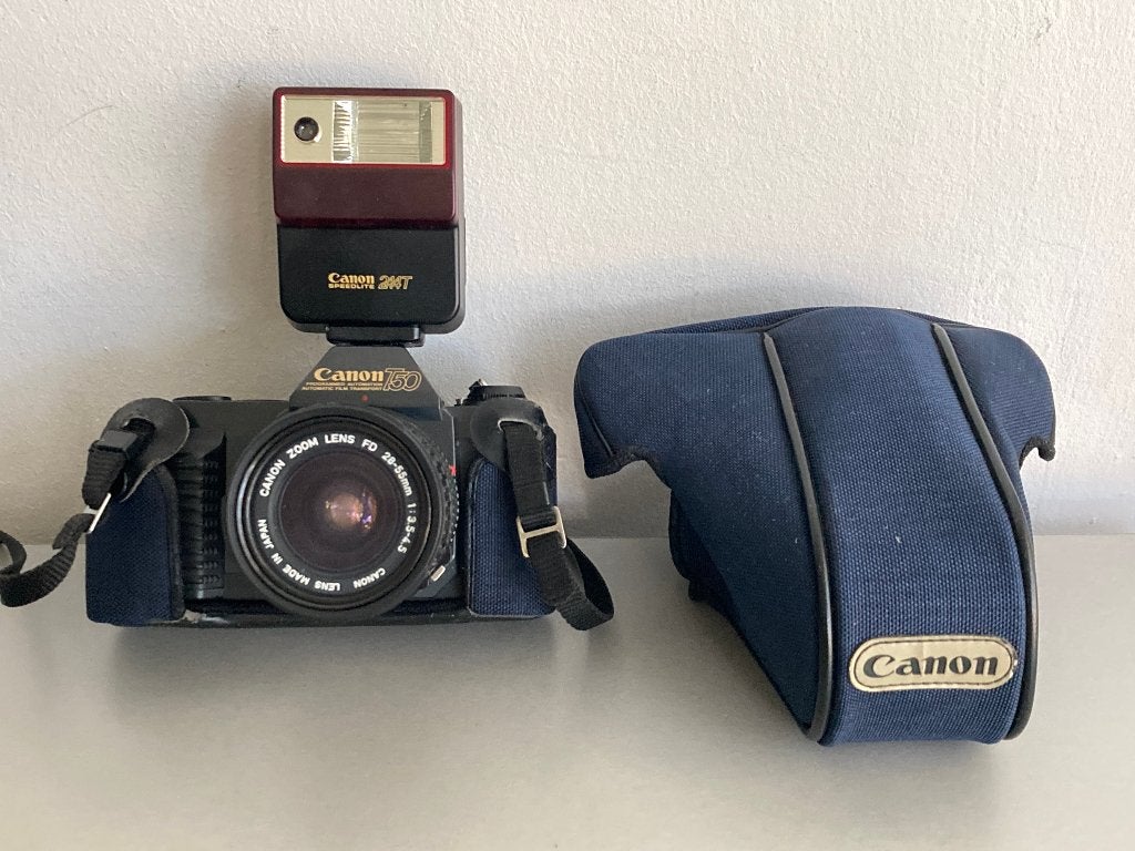 Canon T50 Analoge camera + Lens, flitser en tas., Spiegelreflex, -, Canon, -
