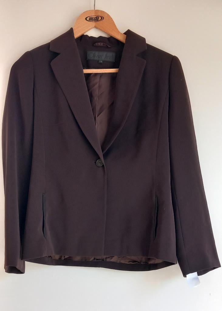 Olivier Strelli: Vintage chocoladebruin blazer & pantalon, Maat 38/40 (M), Kostuum of Pak, Bruin, Zo goed als nieuw