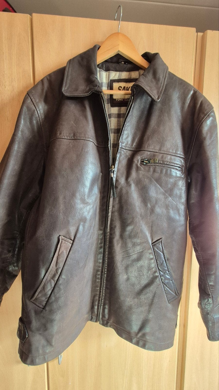 Saki Leather Heren Leren Jas - Bruin maat 52, Maat 52/54 (L), Bruin, Saki Leather, Ophalen of Verzenden