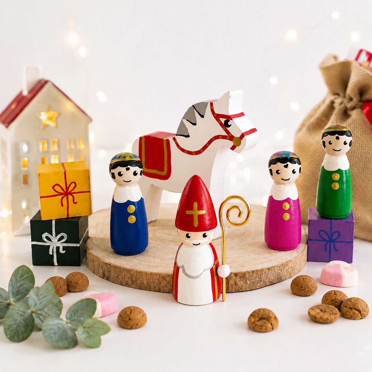 Complete Sinterklaas pegdolls set 1, Nieuw, Ophalen of Verzenden, Mies en Hout, 1551GL Westzaan