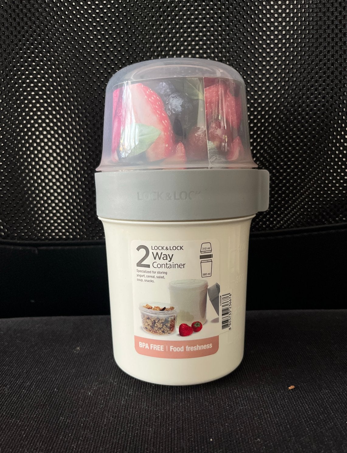 Lock & Lock 2-weg container voor yoghurt/muesli/salade, Kunststof, Nieuw, Ophalen of Verzenden, Voorraadpot