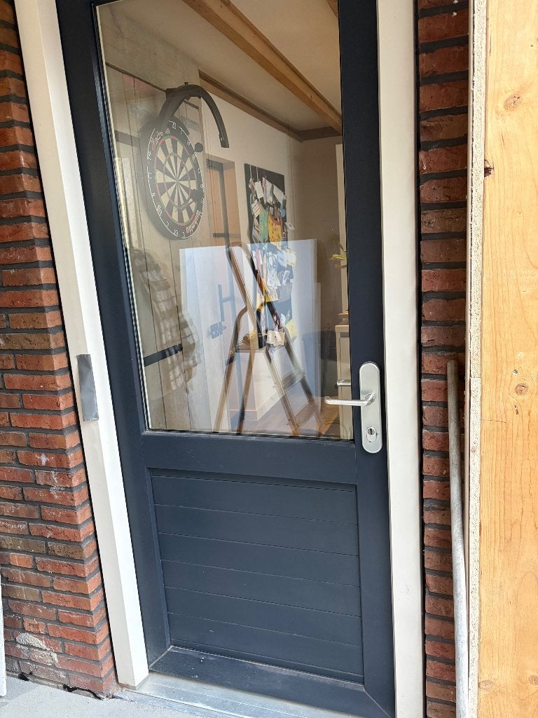 Achterdeur kozijn en deur, Kunststof, Gebruikt, 215 cm of meer, Buitendeur