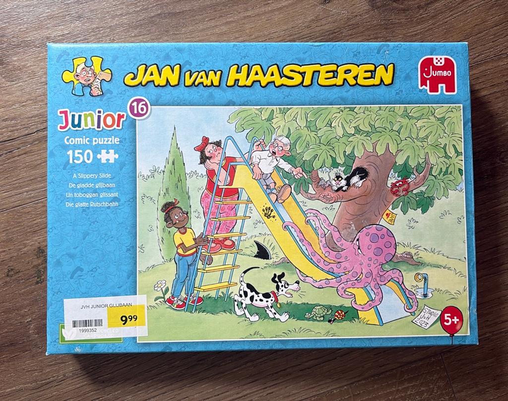 Jan van Haasteren puzzel junior, Ophalen of Verzenden, Meer dan 50 stukjes, Zo goed als nieuw, 6 jaar of ouder