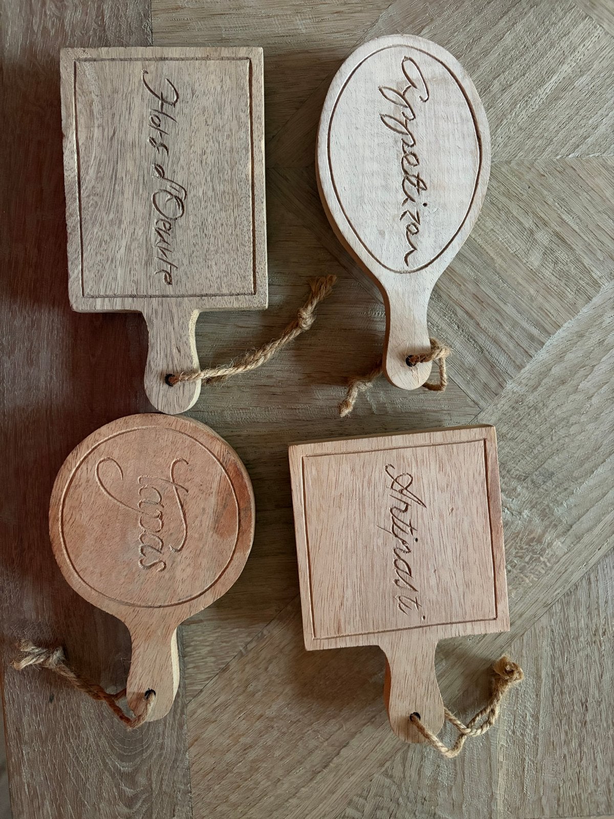 Set van 4 houten tapasplankjes van Riviera Maison, Hout, Ophalen of Verzenden, Bruin, Landelijk