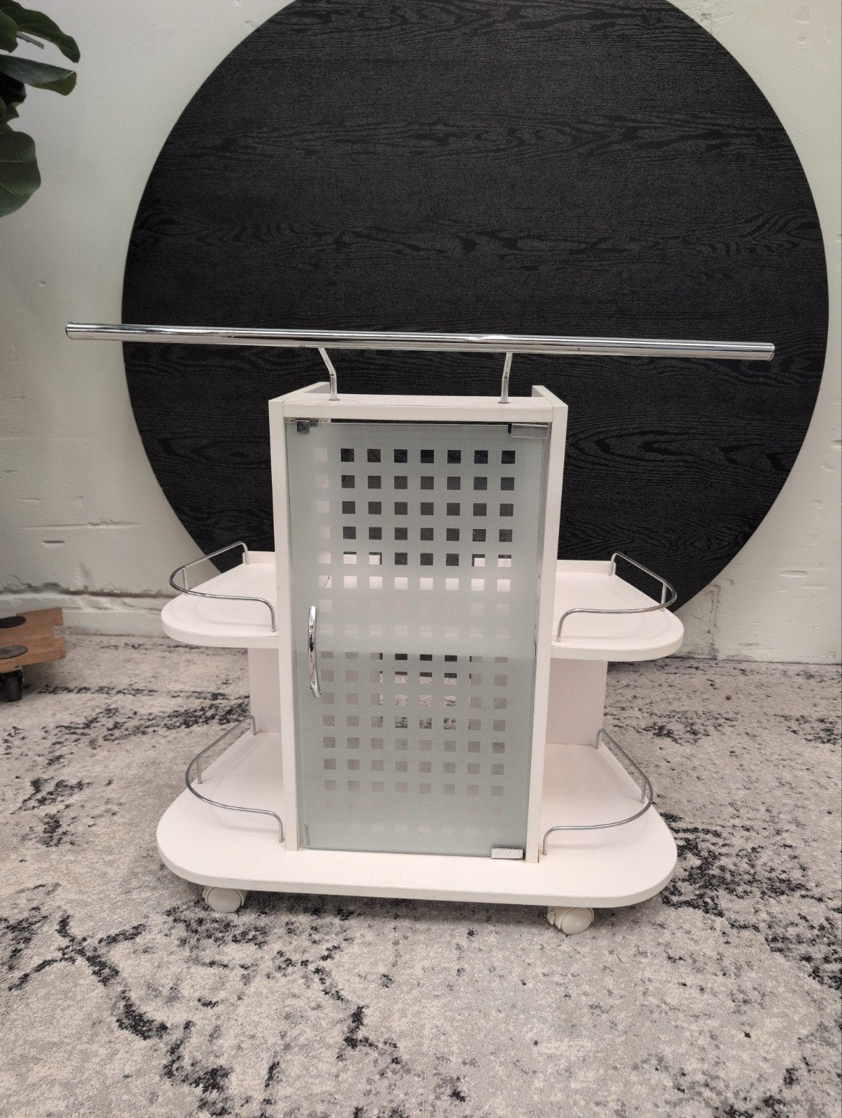 Witte badkamer-trolley met glazen deur en wielen, Ophalen, Gebruikt, Onbekend, Onbekend