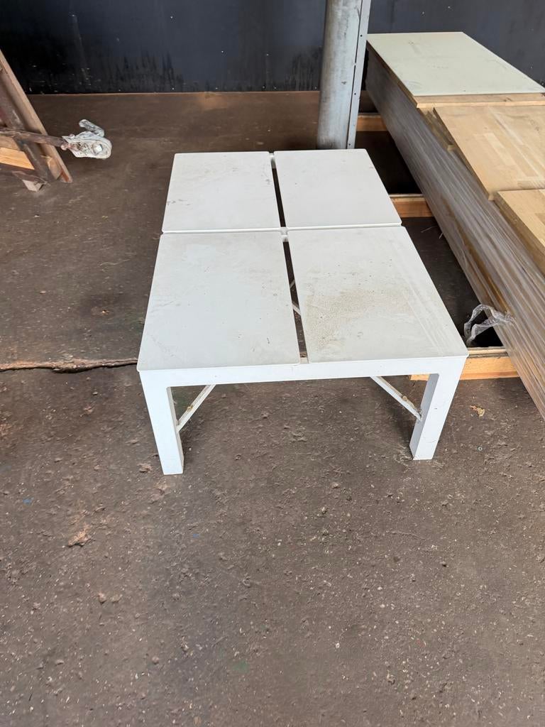 Witte Verato tuin loungetafel met verstelbare bladen, Ophalen, Gebruikt, 100 tot 150 cm, Metaal