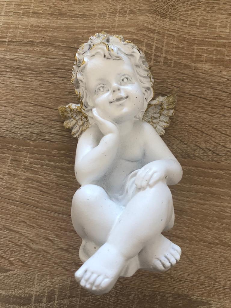 Schattige Engel Beeldje - Wit met Gouden Details, Verzamelen, Beelden en Beeldjes, Ophalen of Verzenden, Zo goed als nieuw