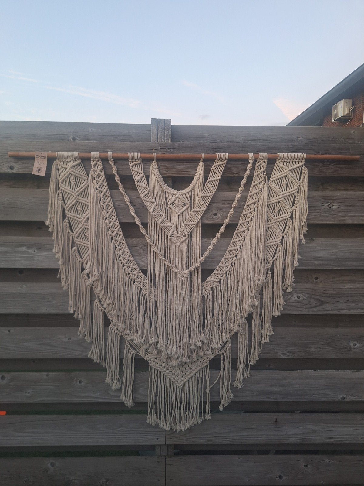 Macrame Wandhanger Ibiza - Handgemaakt, 150cm, Textiel, Nieuw, Handgemaakt, Ophalen