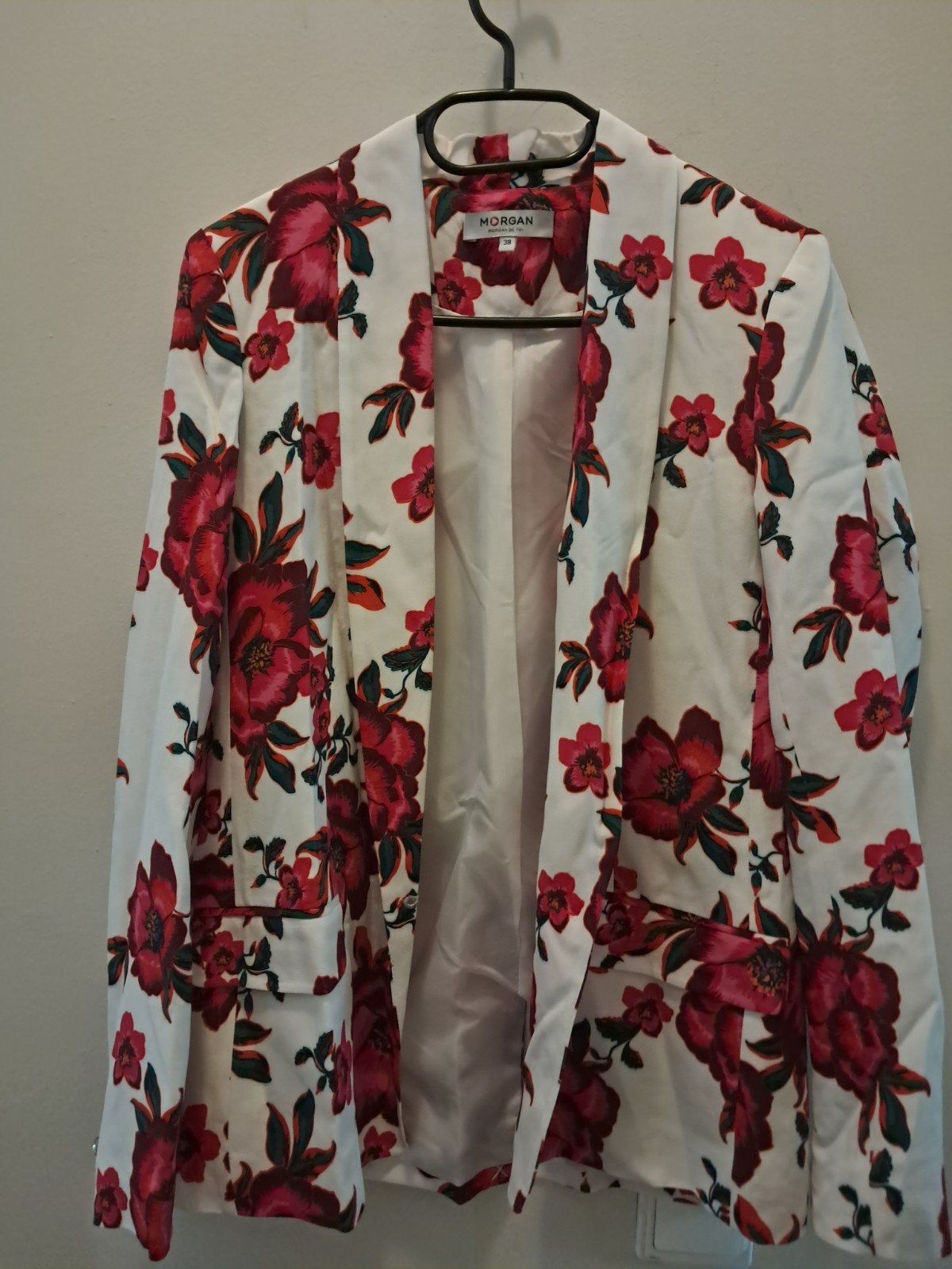 Morgan Jasje met bloemenprint - Maat 38/40 (M), Maat 38/40 (M), Wit, Zo goed als nieuw, Jasje