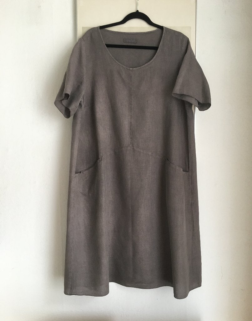 Linnen Jurk van Backstage, Kleding | Dames, Jurken, Bruin, Maat 46/48 (XL) of groter, Back Stage, Ophalen of Verzenden
