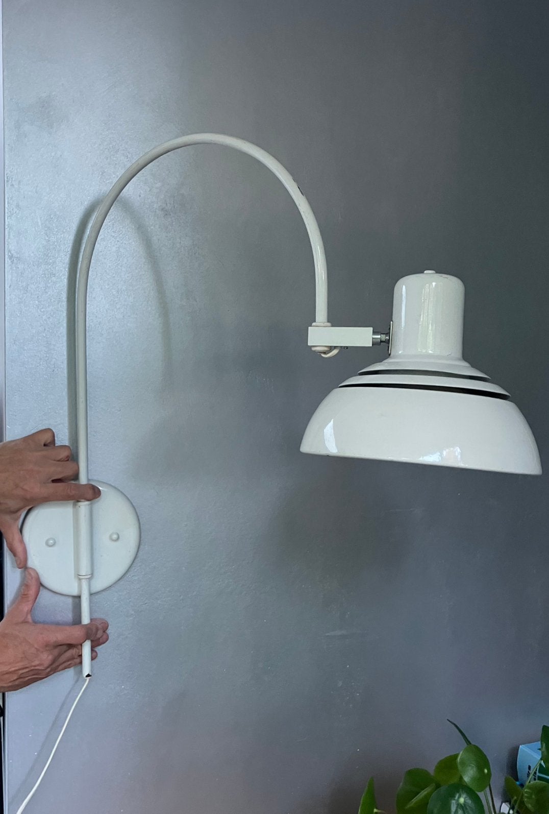 Vintage Herda Wandlamp / booglamp, Ophalen, Gebruikt, E27 (groot), Metaal