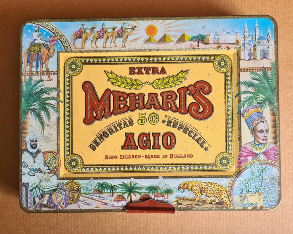 Oud blik MEHARIS AGIO SIGAREN, Verzamelen, Blikken, Gebruikt, Overige, Overige merken, Ophalen of Verzenden