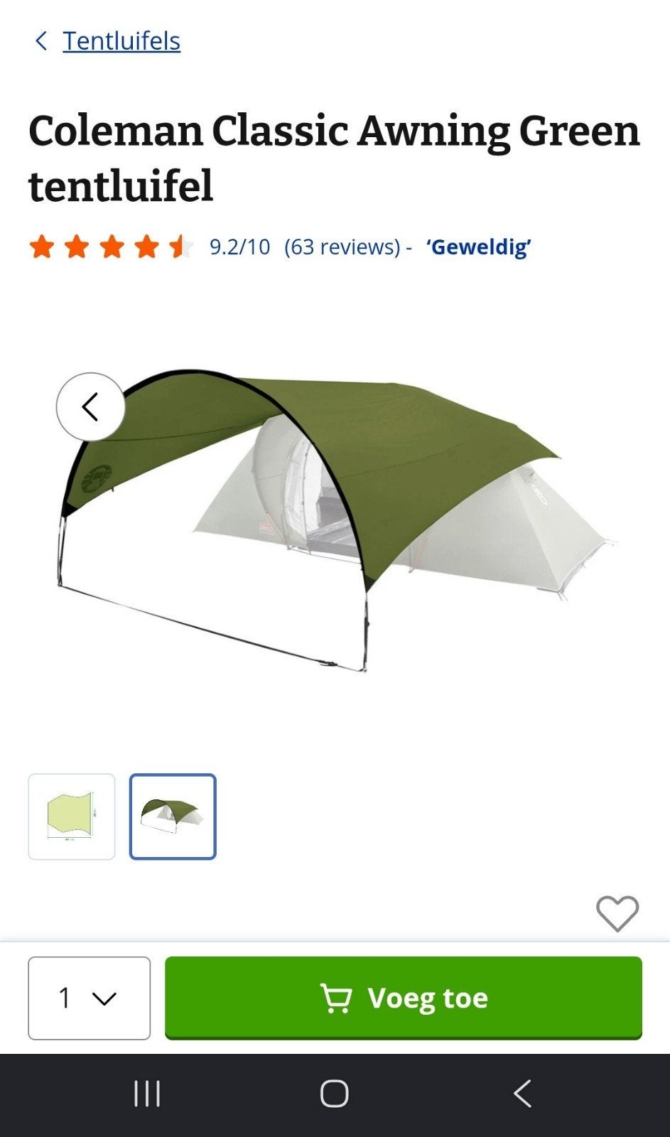 Tent luifel Coleman, Ophalen, Zo goed als nieuw