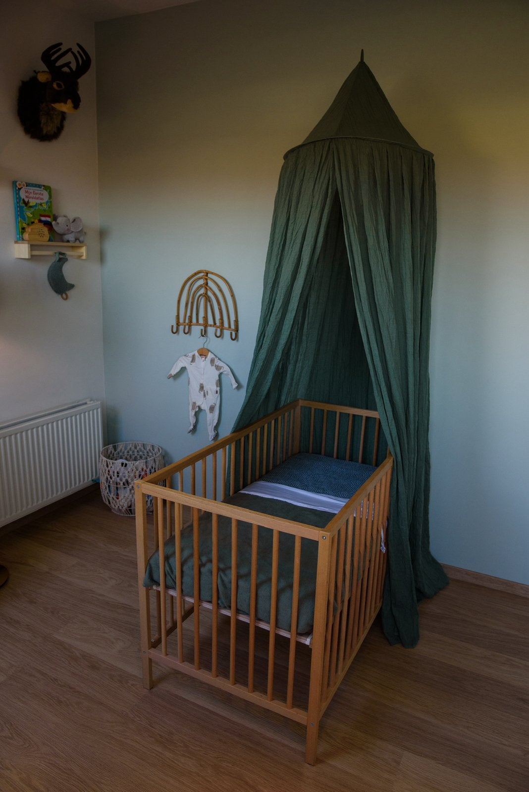 Jollein vintage klamboe ash green groen 245cm, Kinderen en Baby's, Kinderkamer | Inrichting en Decoratie, Ophalen, Groen, Wasbaar