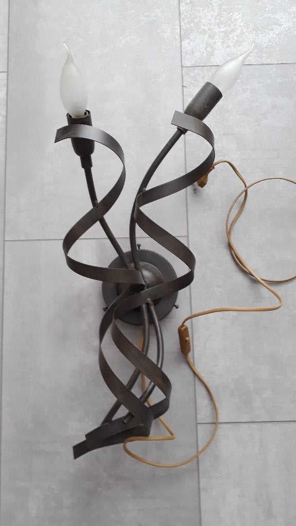3 x Metalen wandlamp en 1 x Plafondlamp met spiraal design, Overige typen, Gebruikt, Overige merken, Met schakelaar