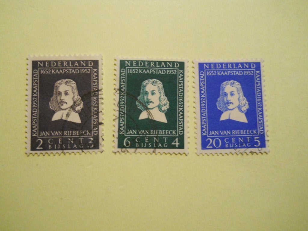 Nederland 1952 Van Riebeeck-zegels Nvph.578-579+581 gest., Postzegels en Munten, Ophalen of Verzenden, Na 1940, Gestempeld