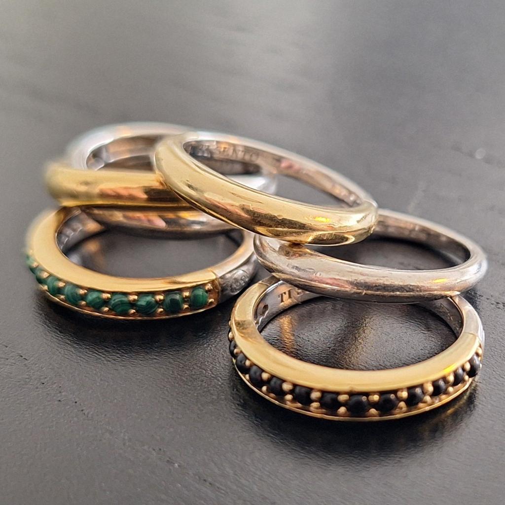 5 x ring Ti Sento maat 17 zilver/verguld, Gebruikt, Zwart, Ophalen of Verzenden, 17 tot 18
