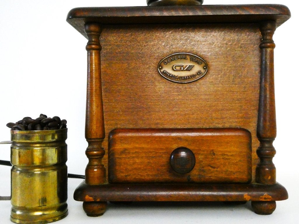 Electrische koffiemolen naar antiek schootkoffiemolen model, Antiek en Kunst, Ophalen of Verzenden