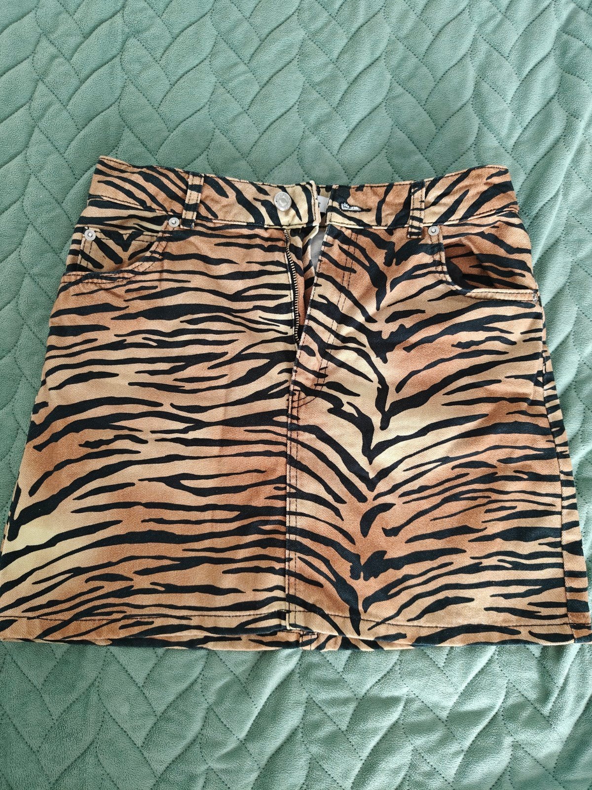 TOPSHOP Tijgerprint Minirok - Maat 34 (XS), Ophalen, Bruin, Zo goed als nieuw, Maat 34 (XS) of kleiner