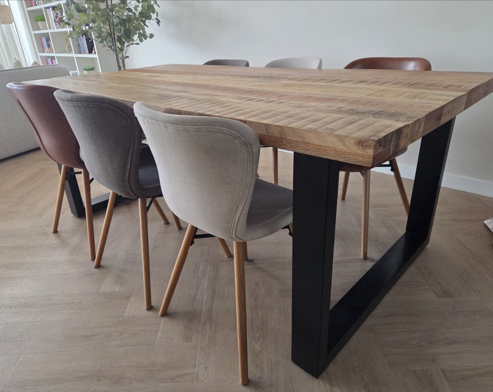 Eettafel, salontafel en 6 stoelen set, Ophalen
