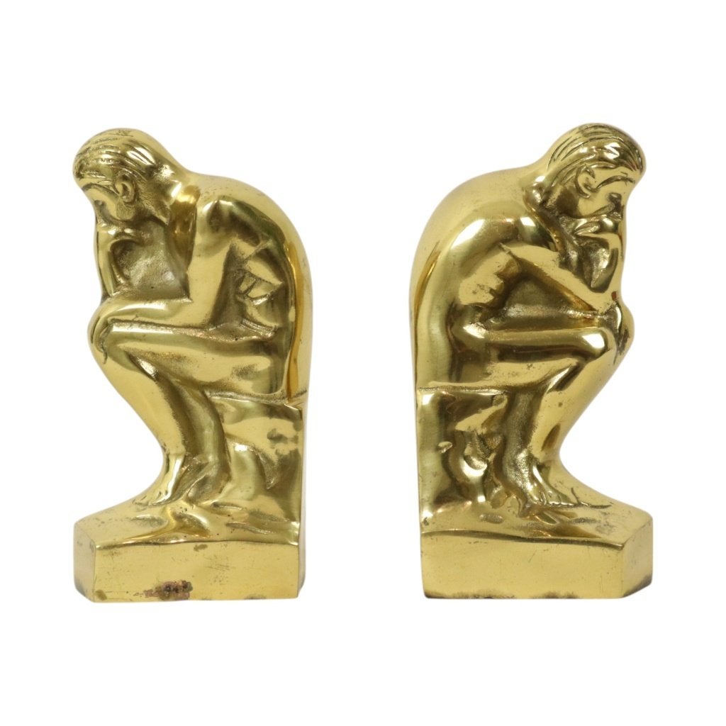 Italiaanse Messing Boekensteunen De Denker Rodin Regina 18cm, Antiek en Kunst, Ophalen of Verzenden