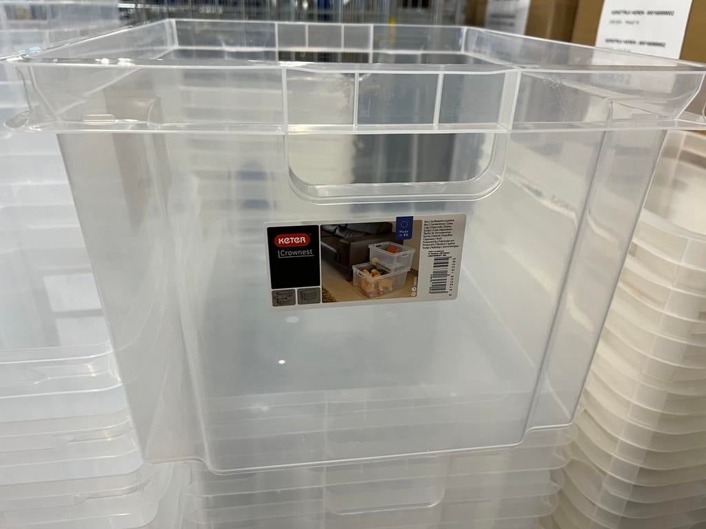 Keter crownest opberbox / magazijnkrat 30 liter -Transparant, Ophalen, 50 tot 75 cm, Minder dan 35 cm, Zo goed als nieuw