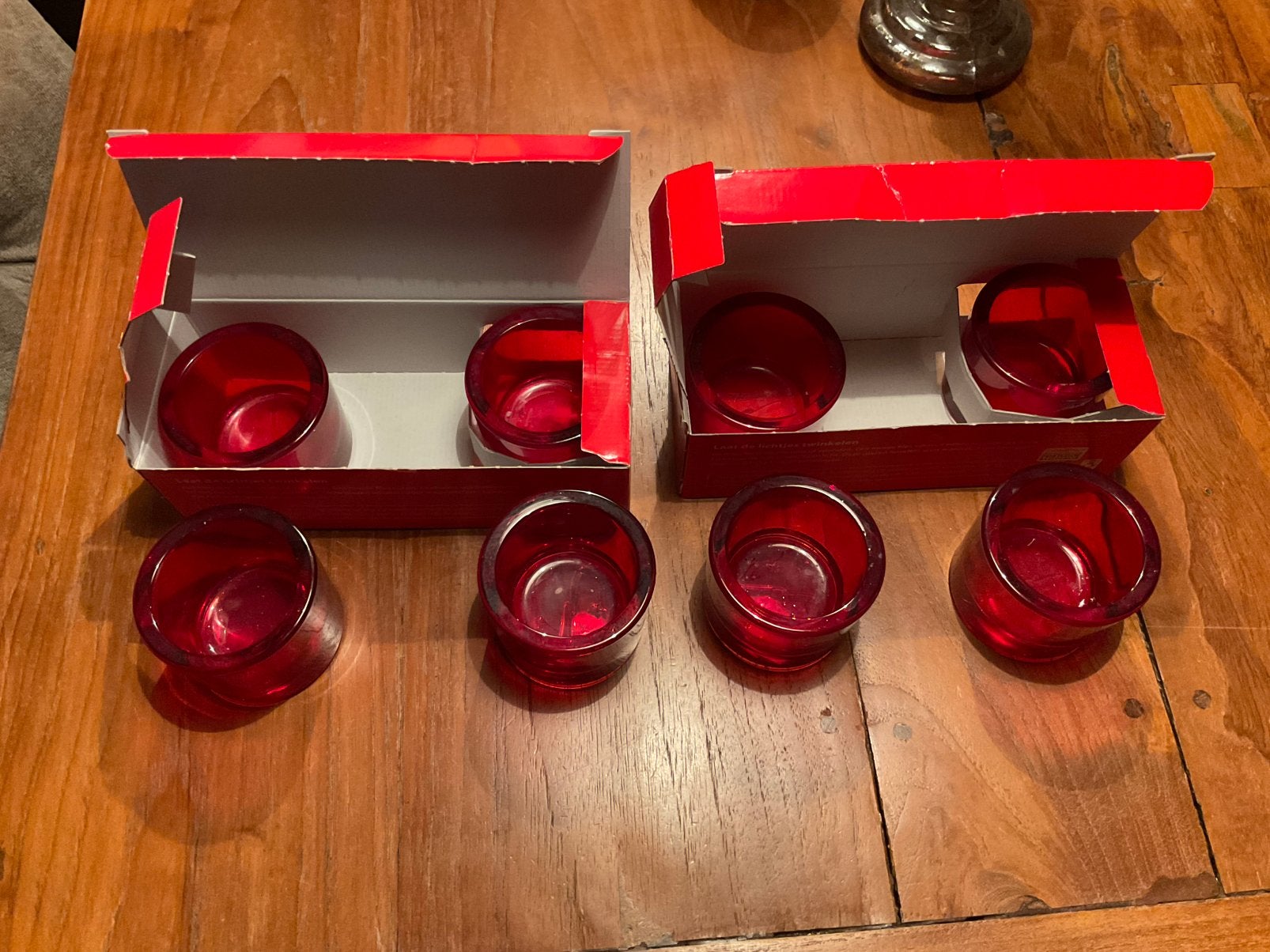 Set van 8 rode sfeerlichtjes, Ophalen, Waxinelichthouder, Nieuw, Glas