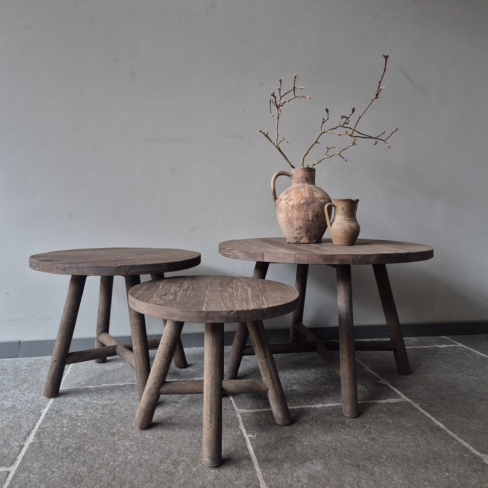 Salontafel set driftwood landelijk sober Jober Wonen stoer, Huis en Inrichting, Tafels | Eettafels, Ophalen, 50 tot 100 cm, Rond