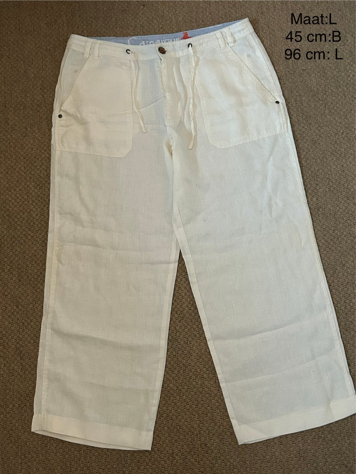 Camargue Witte Linnen Broek - Maat L, Wit, Maat 42/44 (L), Ophalen of Verzenden, Zo goed als nieuw