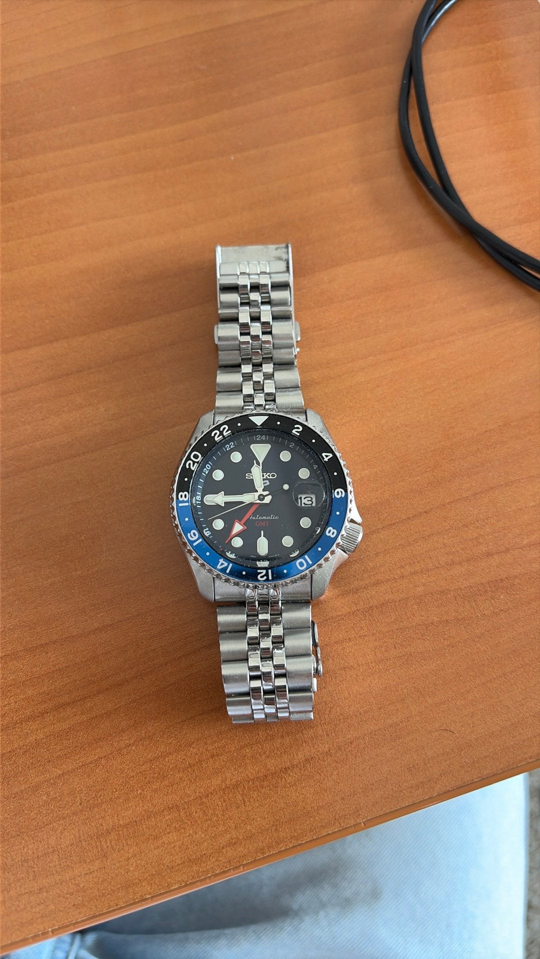 Seiko 5 sports GMT 4r34 00a0, Ophalen of Verzenden, Zo goed als nieuw, Staal, Seiko