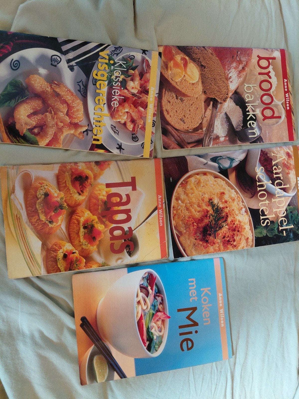 5x Anne Wilson kookboeken: Tapas, Brood, Aardappel, Mie, Boeken, Kookboeken, Ophalen of Verzenden, Gelezen, Anne Wilson, Hoofdgerechten