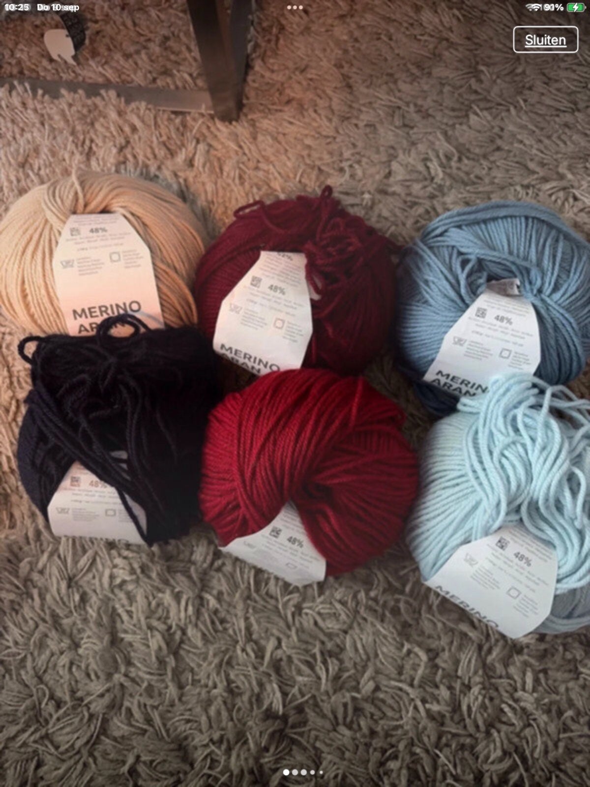 6 bollen Merino Aran van Katia, Verzenden, Zo goed als nieuw, Breien of Haken, Wol of Garen