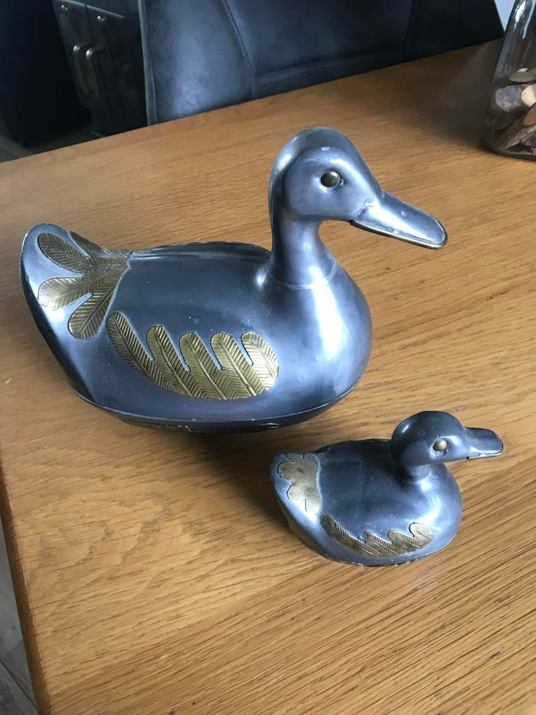 Decoratieve Eenden Set - Metaal met Gouden Details, Ophalen of Verzenden