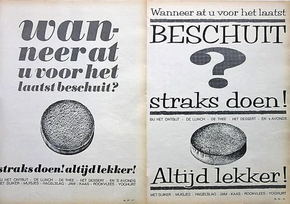 5 vintage advertenties reclames beschuit 1965, Verzamelen, Merken en Reclamevoorwerpen, Ophalen of Verzenden, Gebruikt, Overige typen