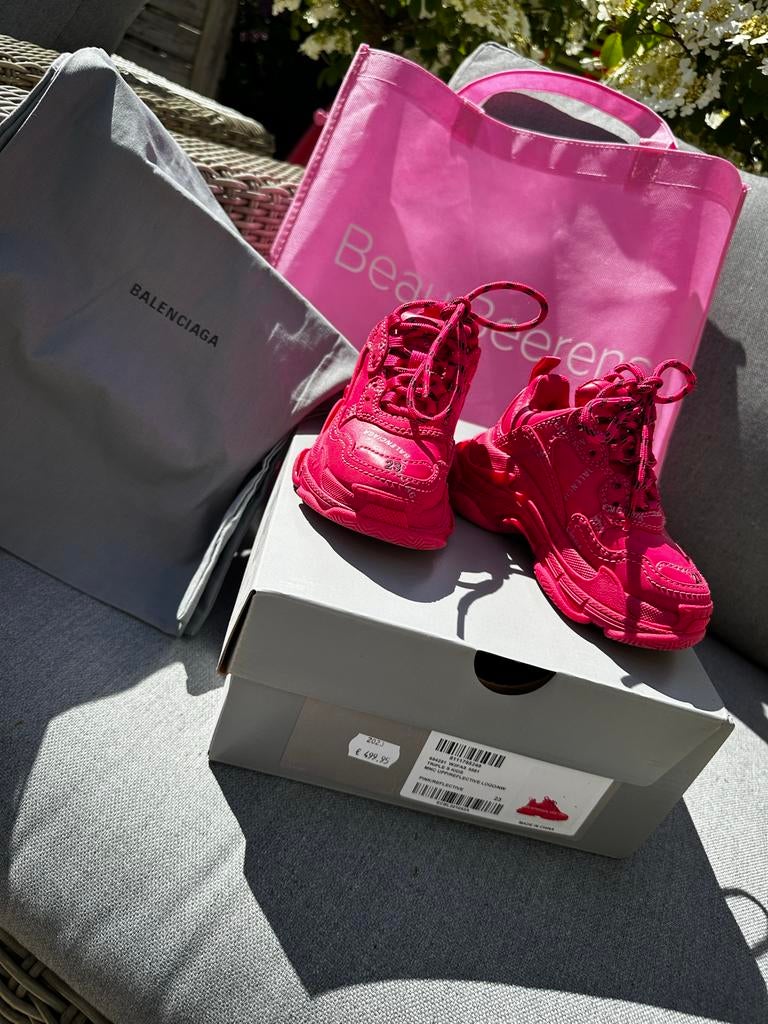 Balenciaga Triple S sneakers roze maat 23 zgan + toebehoren, Kinderen en Baby's, Ophalen of Verzenden, Zo goed als nieuw, Meisje