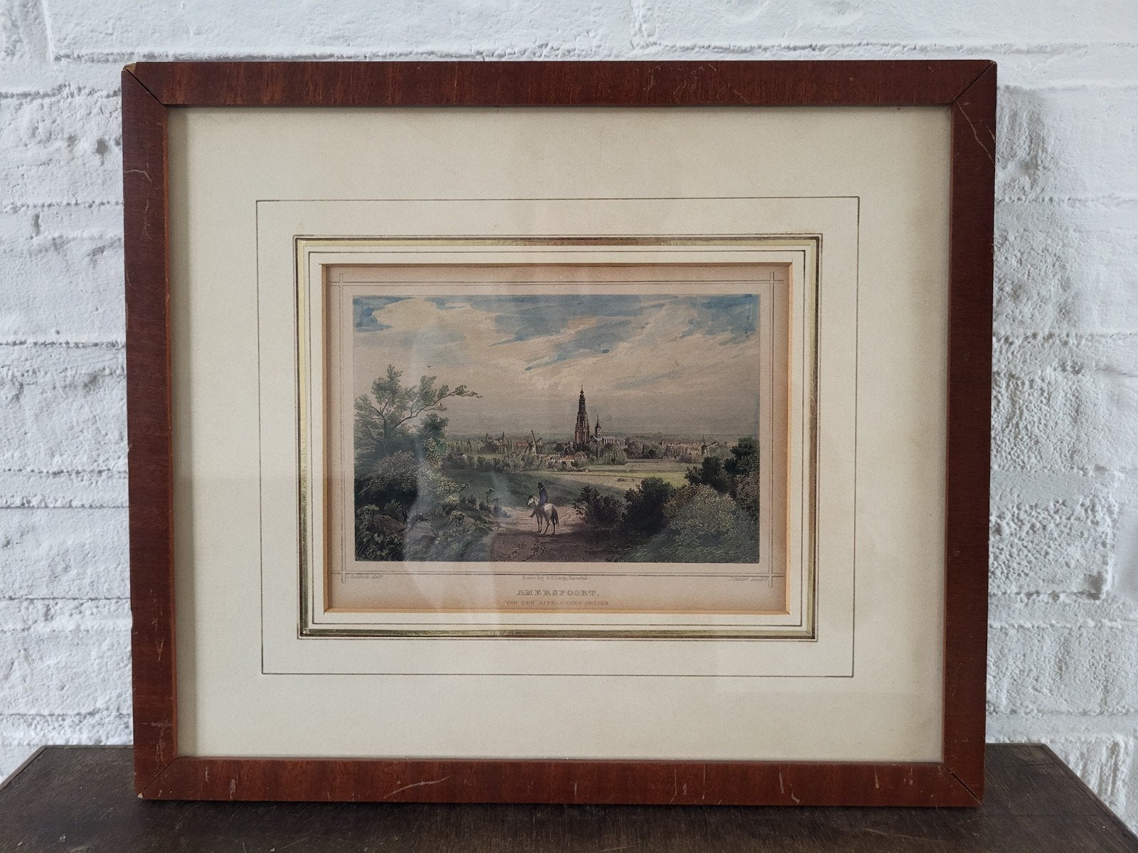 Amersfoort: Gezicht vanaf de Appelenweg - G.G. Lange, Antiek en Kunst, Kunst | Etsen en Gravures, 1800 - 1899, Stadsgezicht, Ophalen of Verzenden