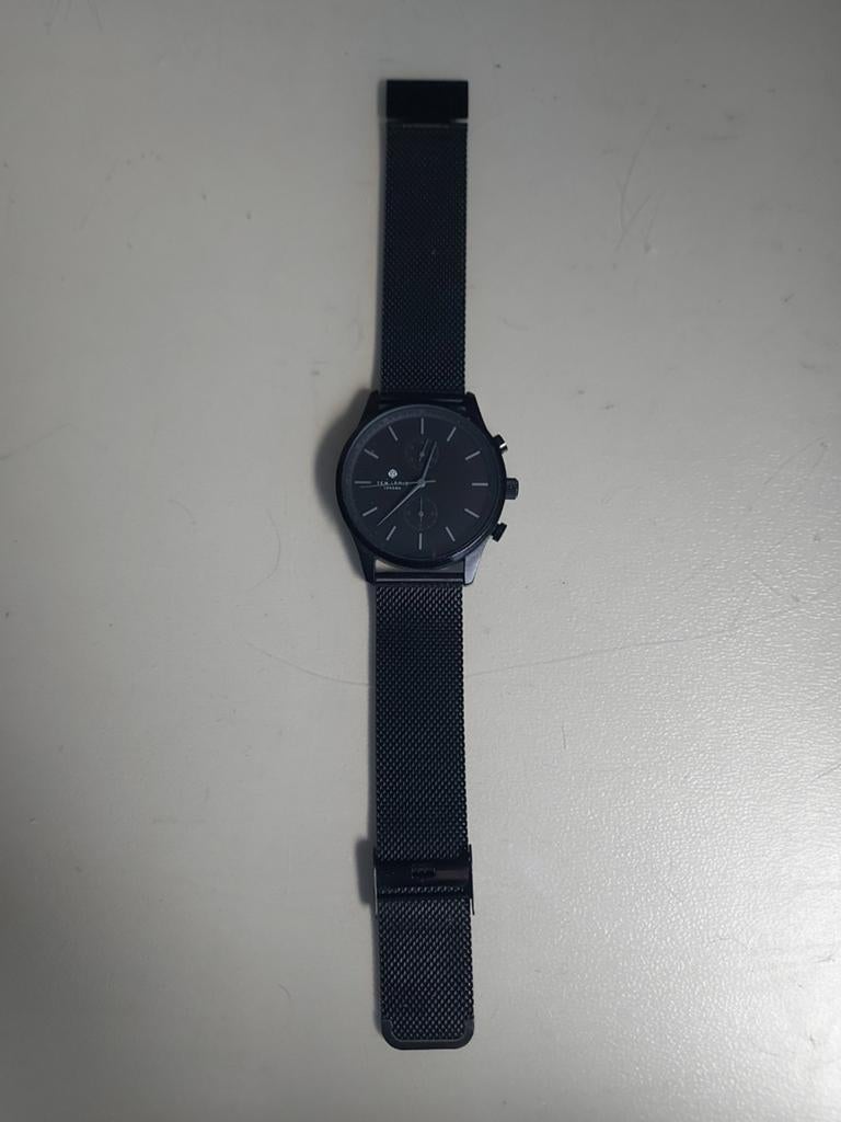 Sem Lewis Horloge Zwart, Ophalen of Verzenden, Zo goed als nieuw, Staal, Overige merken