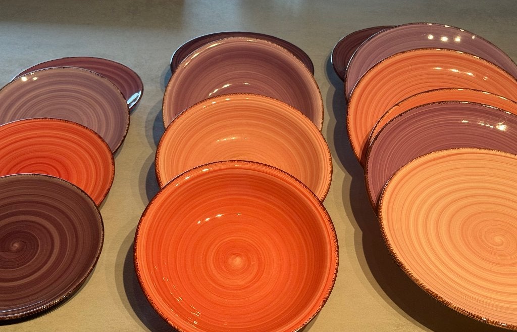 Serviesset, roze en paars tinten, Ophalen, Gebruikt, Overige merken, Keramiek