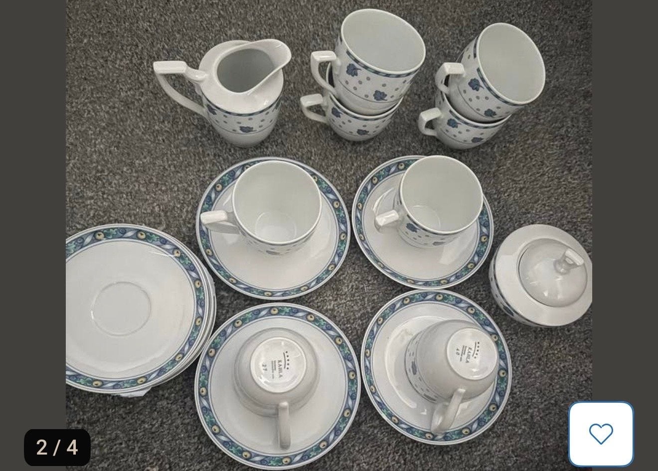 Vintage theeservies / koffieservies met bloemmotief, Gebruikt, Keramiek, Vintage, Ophalen of Verzenden