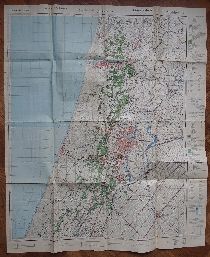 Niederlande 1:25 000 Groote Olmen + Spaarndam Sonderau.1940, Verzenden, Landmacht, Nederland, Overige typen