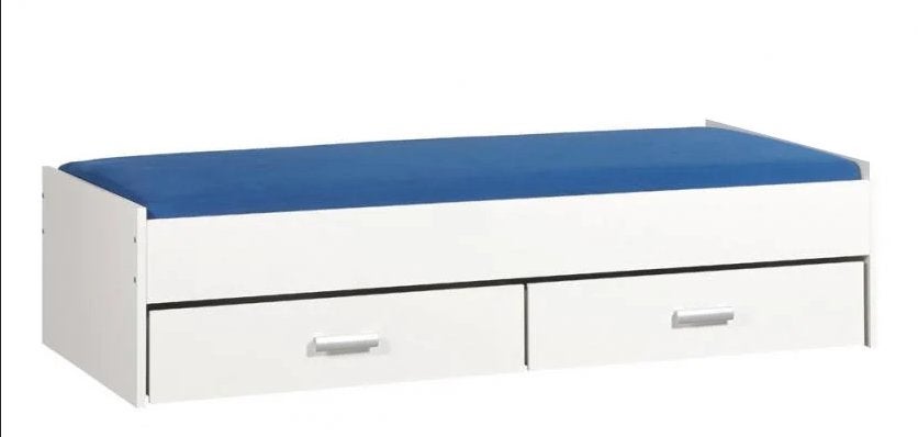Bed 90 x 200 wit met 2 diepe laden, Ophalen, Strak tijdloos, Gebruikt, 90 cm